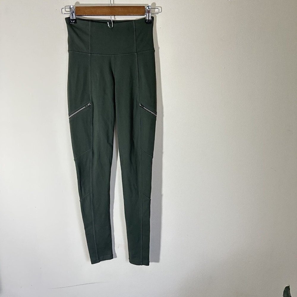 Athleta Metro Drifter Leggings High Rise Hunter Green Zip Pockets Women’s XXS - Picture 2 of 8